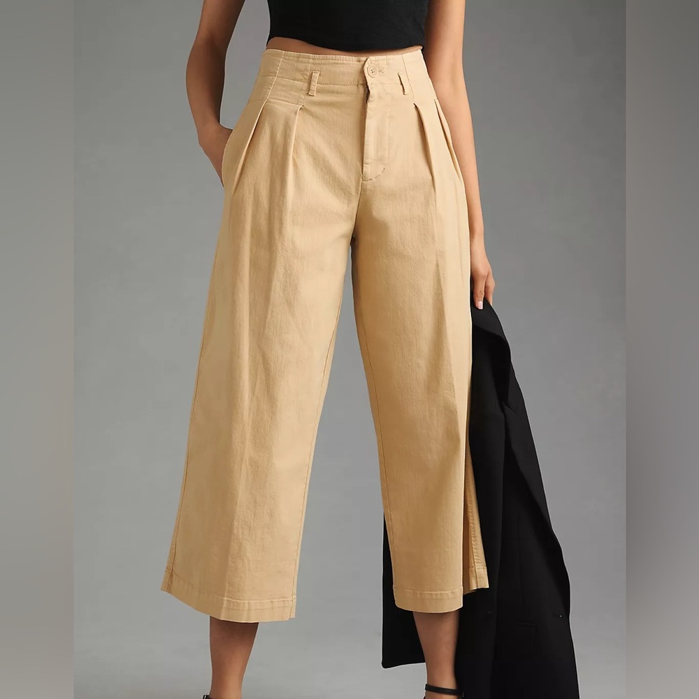 Maeve Anthropologie Remi Wide-Leg Crop Chino Pants